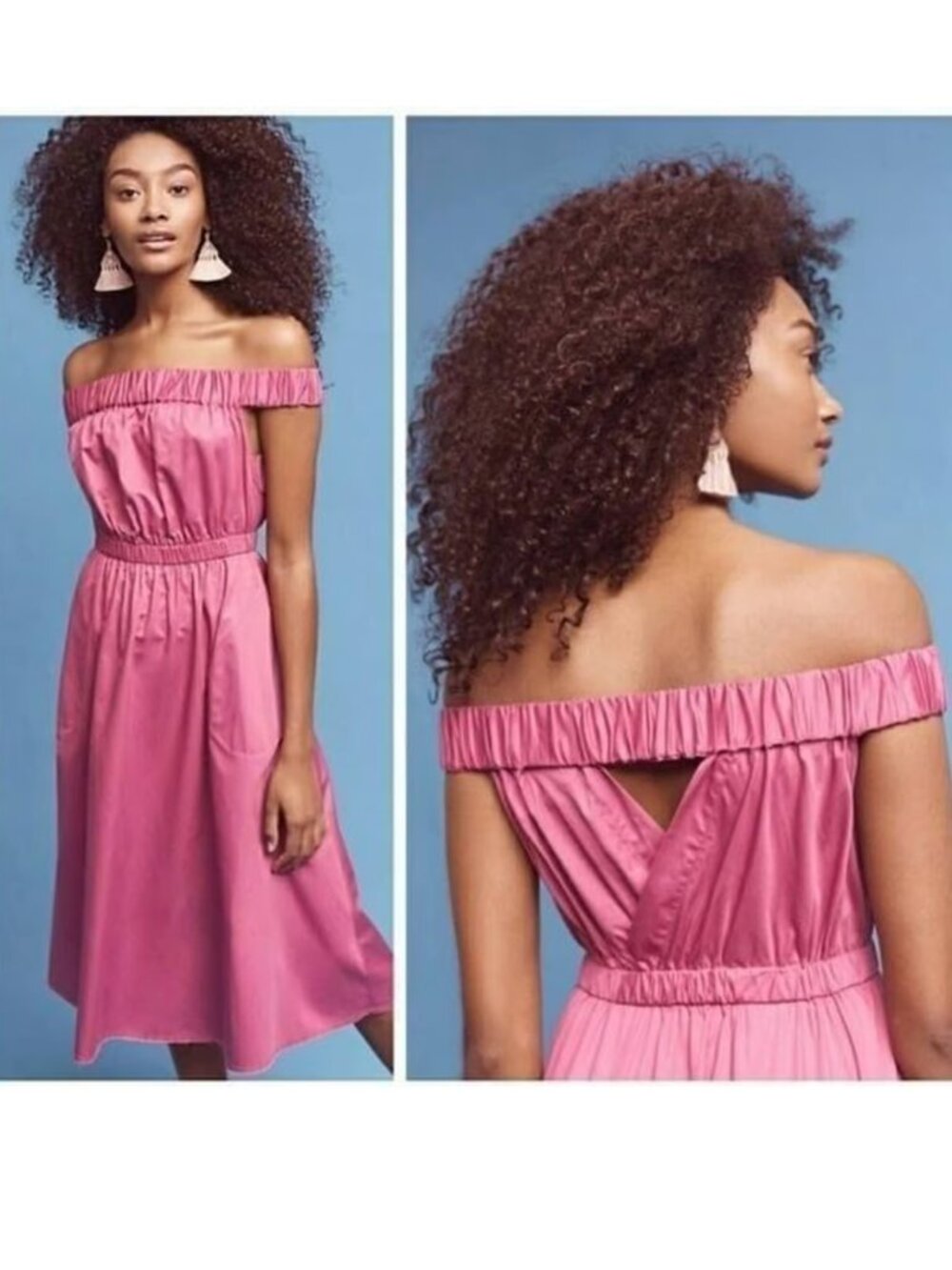 Anthropologie Off The Shoulder Magenta Maeve Dress | Size S